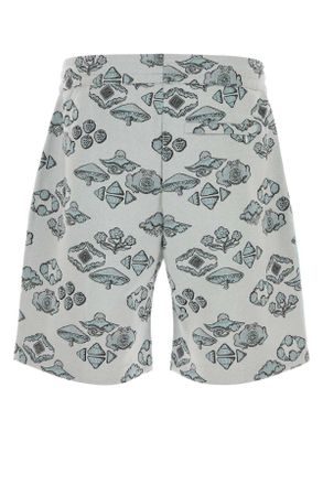 Casablanca Mens Embroidered Stretch Jacquard Bermuda Shorts Offwhitemulti
