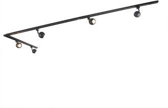 QAZQA Moderno Sistema De Riel Moderno Negro 5 Luces Monof&aacute;sico - Gissi Acero /aluminio Alargada Adecuado Para Led Max. 5 X 50 Watt - Qazqa