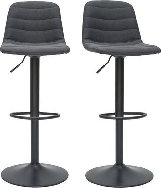 Miliboo Miliboo - Taburetes De Bar Regulables Tejido Y Metal Gris Oscuro (lote De 2) Saury