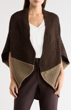 La Fiorentina Knit Cocoon Ruana in Camel/Brown at Nordstrom Rack