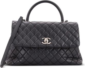 Chanel Coco Top Handle Bag Quilted Caviar Medium satchel - Zwart
