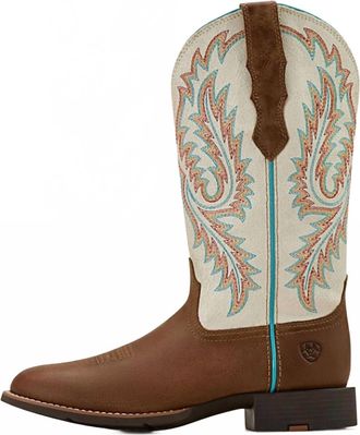 Ariat Womens Round Toe Stretchfit Cowgirl Boot In Sandstorm/ivory
