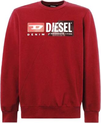 Diesel Mens Diesel Cut Divison Logo Red Sweatshirt - Size: 42