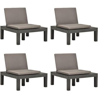vidaXL Vidaxl - Sedie a Sdraio da Giardino e Cuscini 4 pz in Plastica Antracite