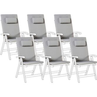 Beliani Set di 6 Cuscini in Tessuto grigio chiaro da Schienale per Sedie da Giardino Java/Amantea Premium