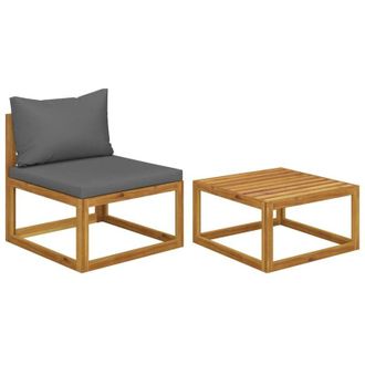 vidaXL Set De Sof&aacute; De Jard&iacute;n 2 Pzas Con Coj&iacute;n Madera Maciza De Acacia Vidaxl