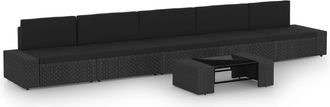 vidaXL Set De Muebles De Jard&iacute;n 6 Pzas Rat&aacute;n Sint&eacute;tico Y Cojines Negro Vidaxl