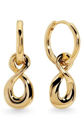 Monica Vinader Infinity Huggie Hoop Earrings in 18Ct Gold Vermeil at Nordstrom