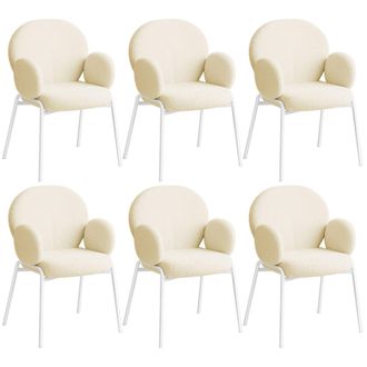TecTake Dining Chair Set Of 6 - Cream | Size: 6 Pack