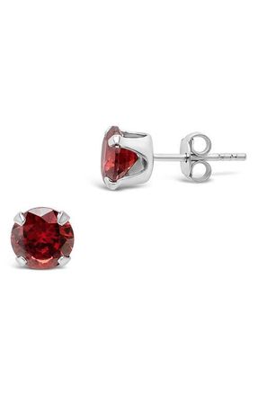 Sterling Forever Sterling Silver Cubic Zirconia Stud Earrings in Garnet at Nordstrom