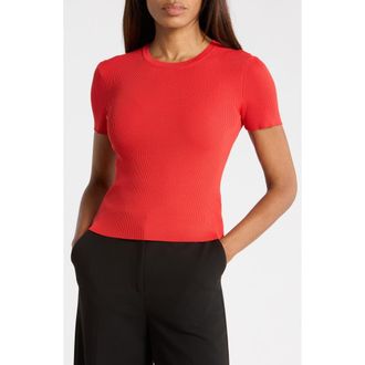 T Tahari Short Sleeve Crewneck Ribbed T-Shirt in Autumn Harvest at Nordstrom Rack, Size X-Small