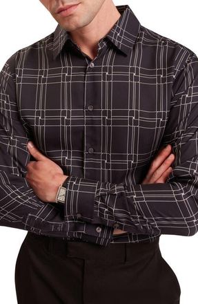 Ted Baker Lirra Regular Fit Geometric Print Button-Up Shirt in Black at Nordstrom, Size 3