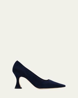 Manolo Blahnik Loumaj Kid Suede Pumps