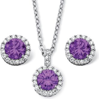 Palm Beach Jewelry 4.30 TCW Birthstone CZ Silvertone Jewelry Set