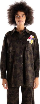 Brand Unique Oversized Katoenen Shirt - Dames - Overhemden - Groen - M - Katoen - Overhemden