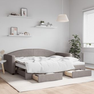 vidaXL Sof&aacute; Cama Nido Con Cajones Tela Gris Taupe 90x200 Cm Vidaxl