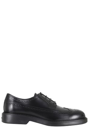 Hogan Black H704 Perforations Laced Leather Derby Shoes