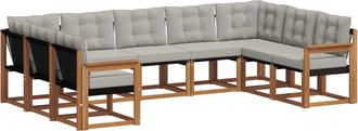 vidaXL Conjunto De Sof&aacute;s De Exterior 9 Uds. Gris Natural Y Claro Vidaxl