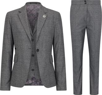 TruClothing TPW - Suit 3 Piece Prince Of Wales Check Tailored Fit Business Formal Ladies Dress