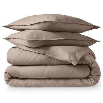 Bare Home 100% Cotton Flannel Duvet Cover & Sham Set in Taupe at Nordstrom, Size California King