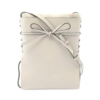 Loewe Pre-owned Ikebana Leren Schoudertas - Dames - Pre-owned - Beige - Maat: ONE Size Leer