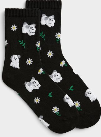 Simons Womens Animal and flower ankle socks