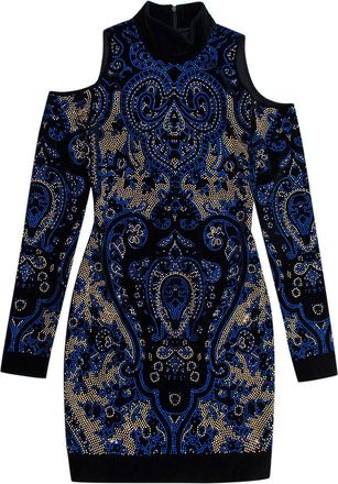 Balmain Cutout crystal-embellished velvet mini dress Size XXS