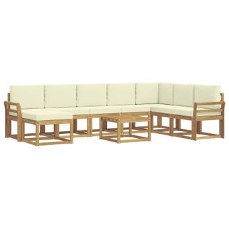 vidaXL Conjunto De Sof&aacute;s De Exterior Con Coj&iacute;n 9 Pcs Blanco Y Crema Vidaxl