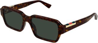 Gucci Rechthoekige zonnebril met metalen inzet - Heren - Accessoires - Bruin - Maat: 54 MM
