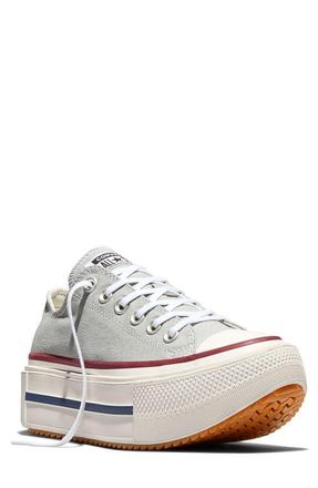 Converse Gender Inclusive Chuck Taylor All Star Lift Double Stack Low Top Platform Sneaker in Grey Area/Egret/Garnet at Nordstrom, Size 5.5