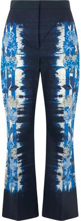 Alberta Ferretti Broek Met Bloemenprint - Dames - Wijde Broeken - Blauw - S - Katoen - Broeken