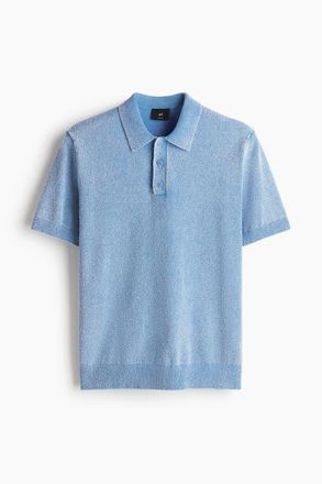 H&M Regular Fit Knitted Polo Shirt in Blue at Nordstrom, Size Xx-Large