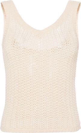 Max Mara Ghiro ribbed round-neck top - women - Polyamide/Cotton - S - Neutrals