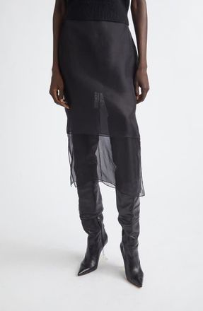 Brandon Maxwell The Brett Tiered Silk Organza Pencil Skirt in Black at Nordstrom, Size 2