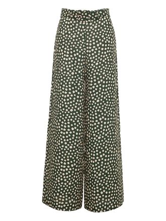 Cara Cara Mayflower abstract-dot linen trousers - women - Linen/Flax - S - Green
