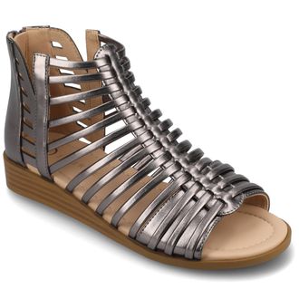 Journee Collection Women & apos;s Delilah Medium and Wide Width Sliver Wedge Sandals