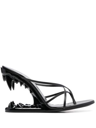 GCDS 105mm Morso Thongs leather sandals - Black