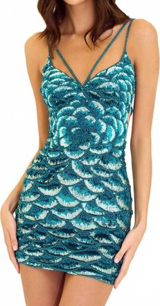 Sherri Hill Sequin Beaded Cocktail Dress In Jade Green