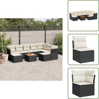 vidaXL The Living Store Set Divani da Giardino 10pz con Cuscini in Polyrattan Nero - Sedute da giardino