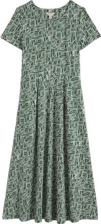 Seasalt Cornwall Veronica Abstract Print Stretch Organic Cotton Midi Dress in Wall Lines Treetop at Nordstrom, Size 10