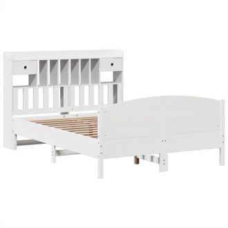 Berkfield Home Decorative Bookcase Bed without Mattress White 140x200cm Solid Wo | Size: 140x200 cm