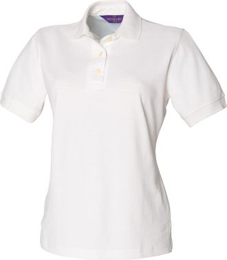Henbury Ladies Cotton Polo Shirt White Medium