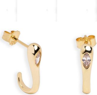 Argento Vivo Cubic Zirconia J Hoop Earrings in Gold at Nordstrom