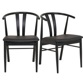 Moloo Silla de comedor en haya negra maciza y pu negro (x2)
