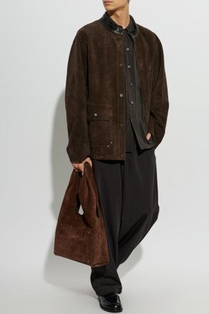 Christophe Lemaire Leather Jacket, Mens, Brown
