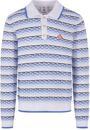 Casablanca Striped Logo-appliqu&eacute; Polo Shirt