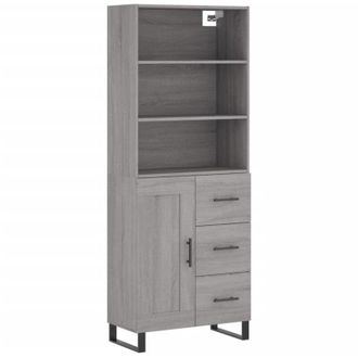 vidaXL Vidaxl - Aparador Alto Madera Contrachapada Gris Sonoma 69,5x34x180 Cm