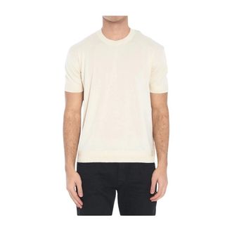 Moncler Knitted Crewneck T-Shirt - male - Moncler - Round-neck Knitwear - Beige - M - Knitwear