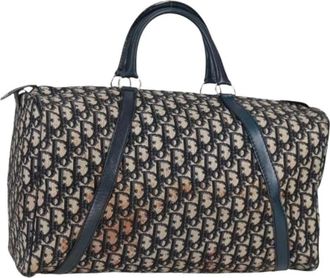 Dior Pre-owned Weekend Bags, female, Blue, Size: ONE SIZE Pre-owned Trotter Canvas Boston Bag