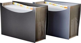 OEM Carpeta Para Documentos A4 Con Compartimentos - Gris Y Negro - Paquete De 2